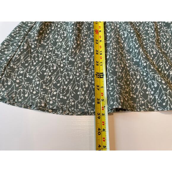 Mikarose Juniper Button Dress Short Flutter Sleeves Green Floral Sz S Peasant - Picture 13 of 13
